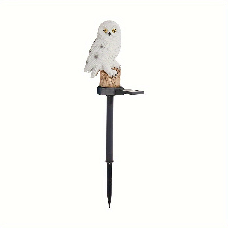 Solar-Powered Owl Garden Lights Set of Two Resin Outdoor Decor with Remote Control