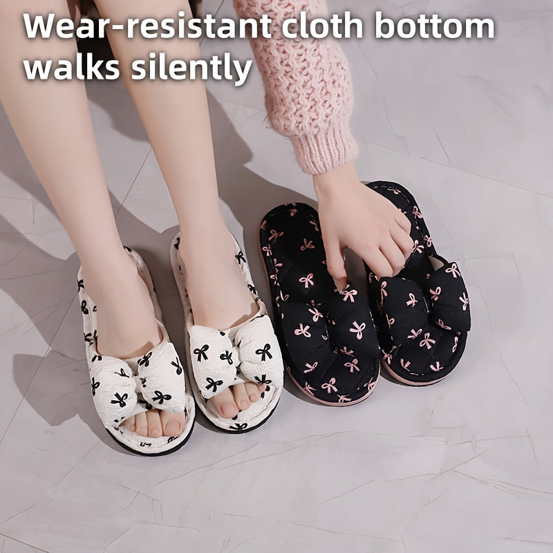 Women’s All-Season Home Slippers with Bow Design Soft Sole Comfortable