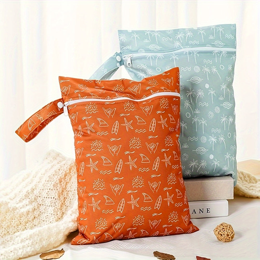 Портативная сумка для мамы в путешествии, водонепроницаемая сумка для подгузников с 2 отделениями для влажных и сухих вещей.