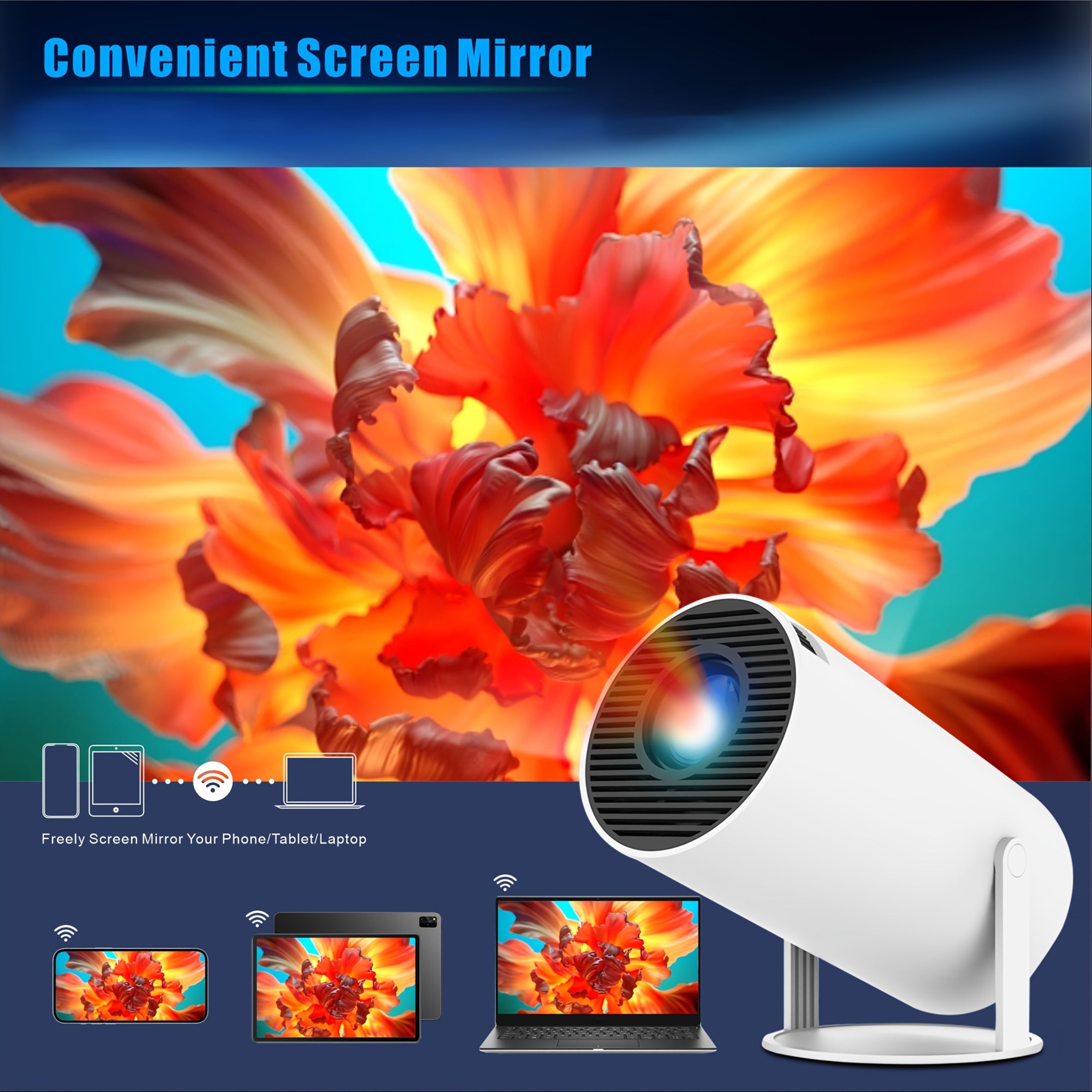 Мини-проектор для домашнего кинотеатра на Android 11, Wi-Fi 6, беспроводной портативный HD-развлекательный проектор