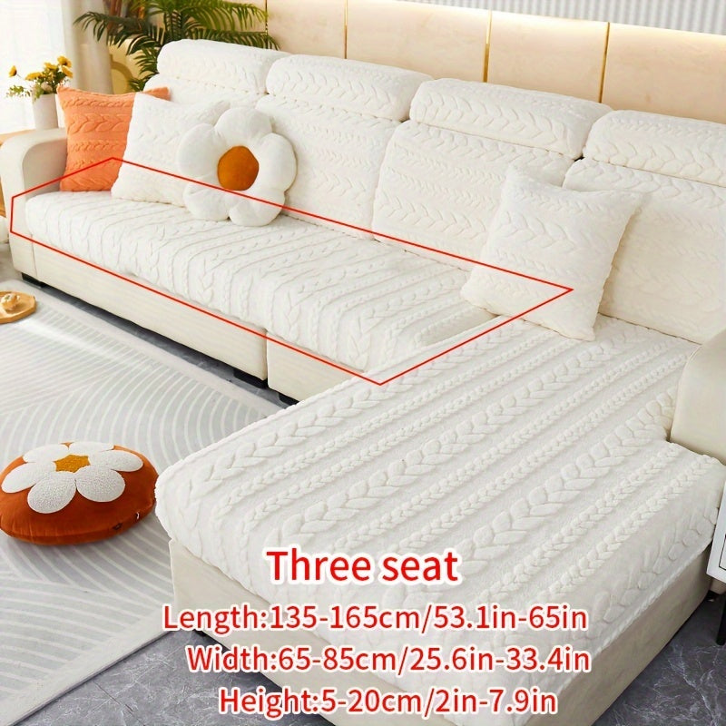 Wheat Sheaf Pattern Plush Sofa Cover Elastic Fit for 1-4 Seater Non-Slip Machine Washable