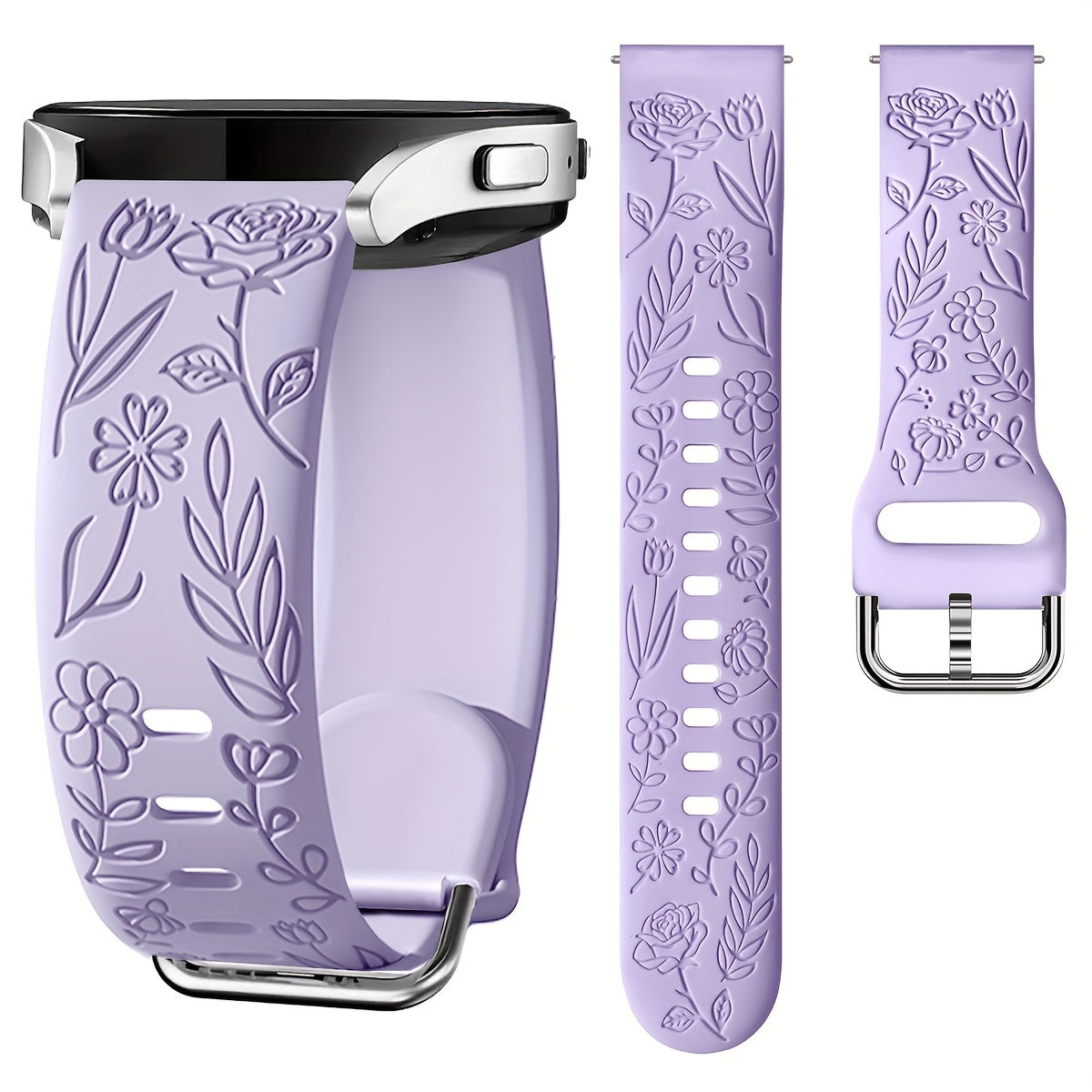 Rose Blossom Silicone Watch Strap for Samsung Galaxy Watch 7/FE 6 5 4 20mm Replacement