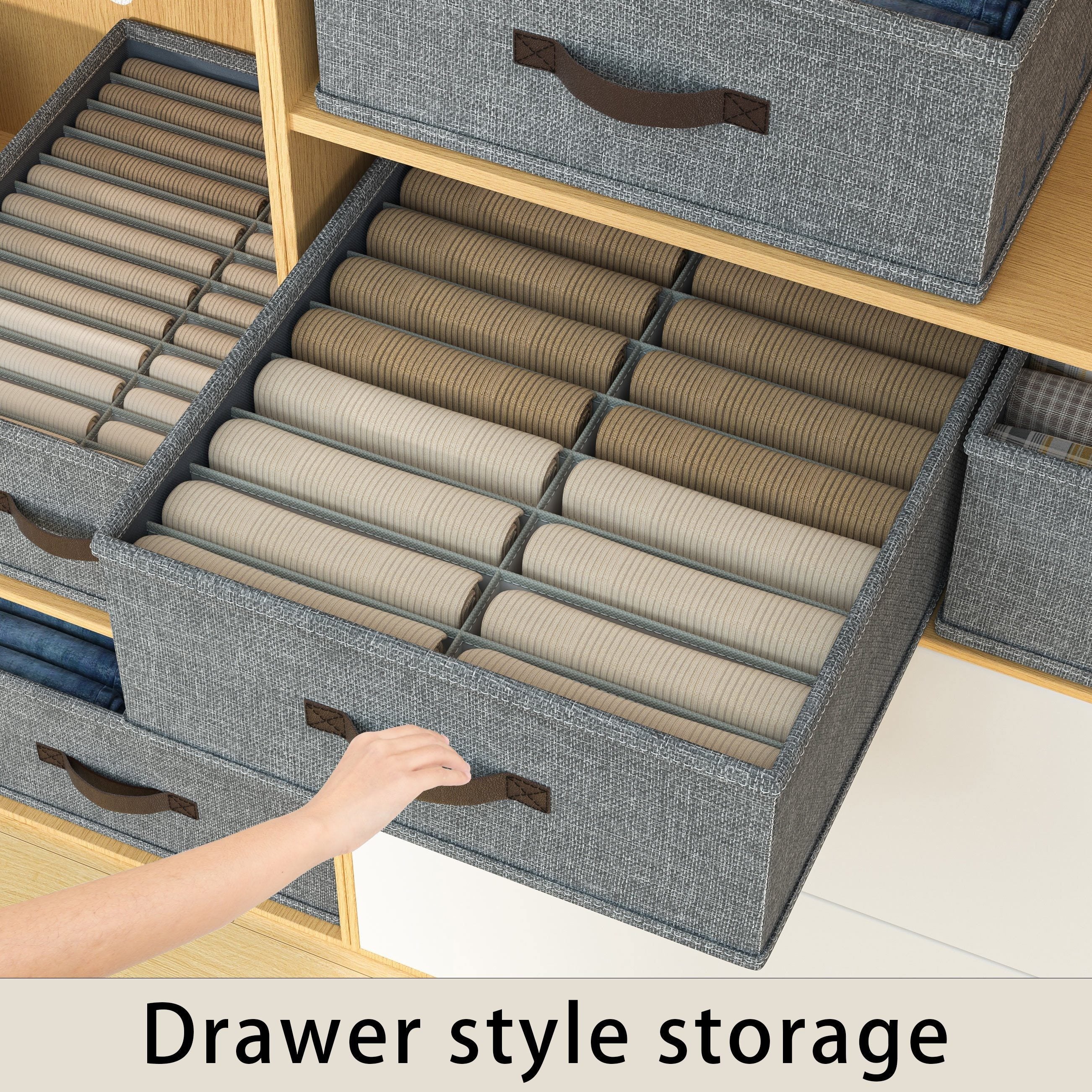 Minimalist Fabric Storage Box Foldable Beige Light Grey for Home Organization