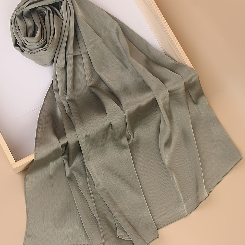 Pañuelo de cabeza clásico plisado de color sólido para uso casual, viaje y actividades al aire libre