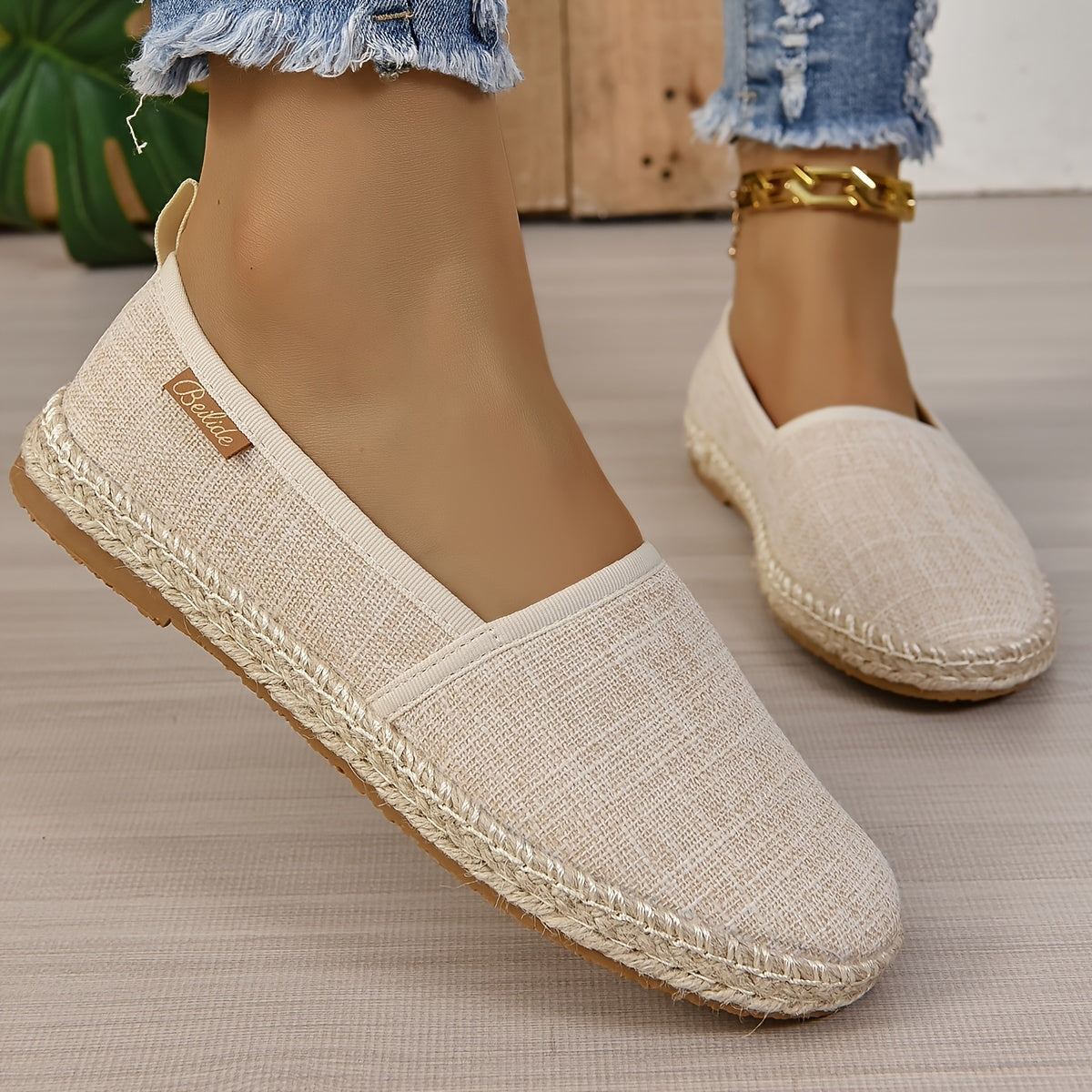 Women's Linen Slip-On Fisherman Shoes Breathable Casual Loafers All-Season