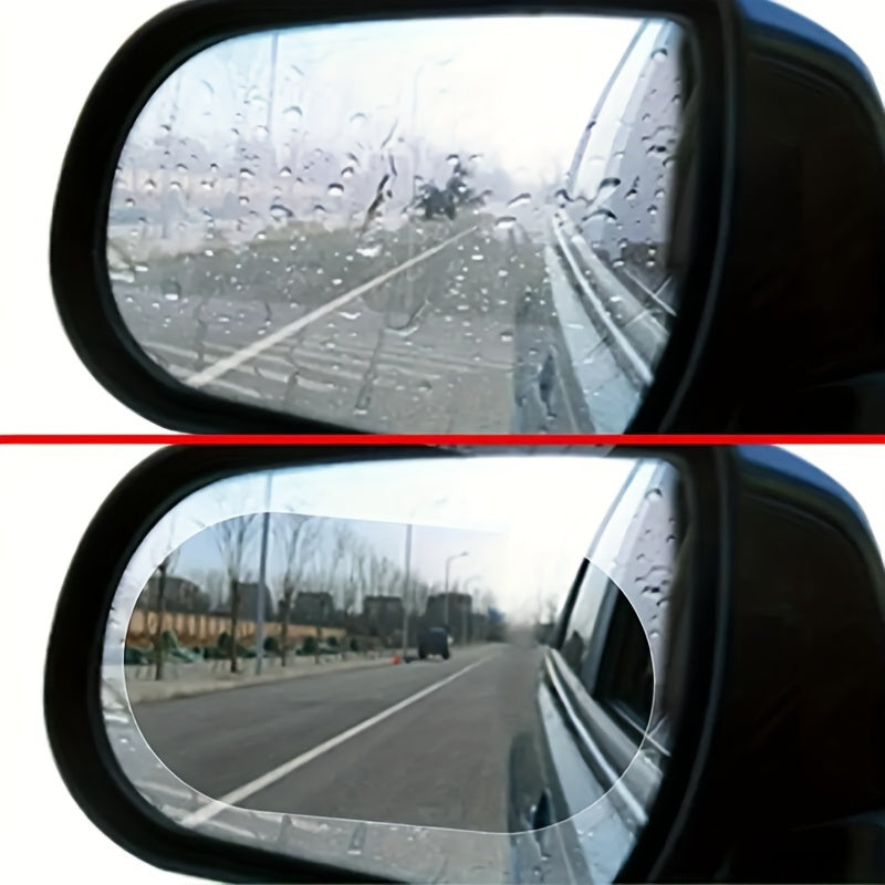 2 Packs Car Rearview Mirror Film Waterproof Anti-Fog Rainproof Transparent PET