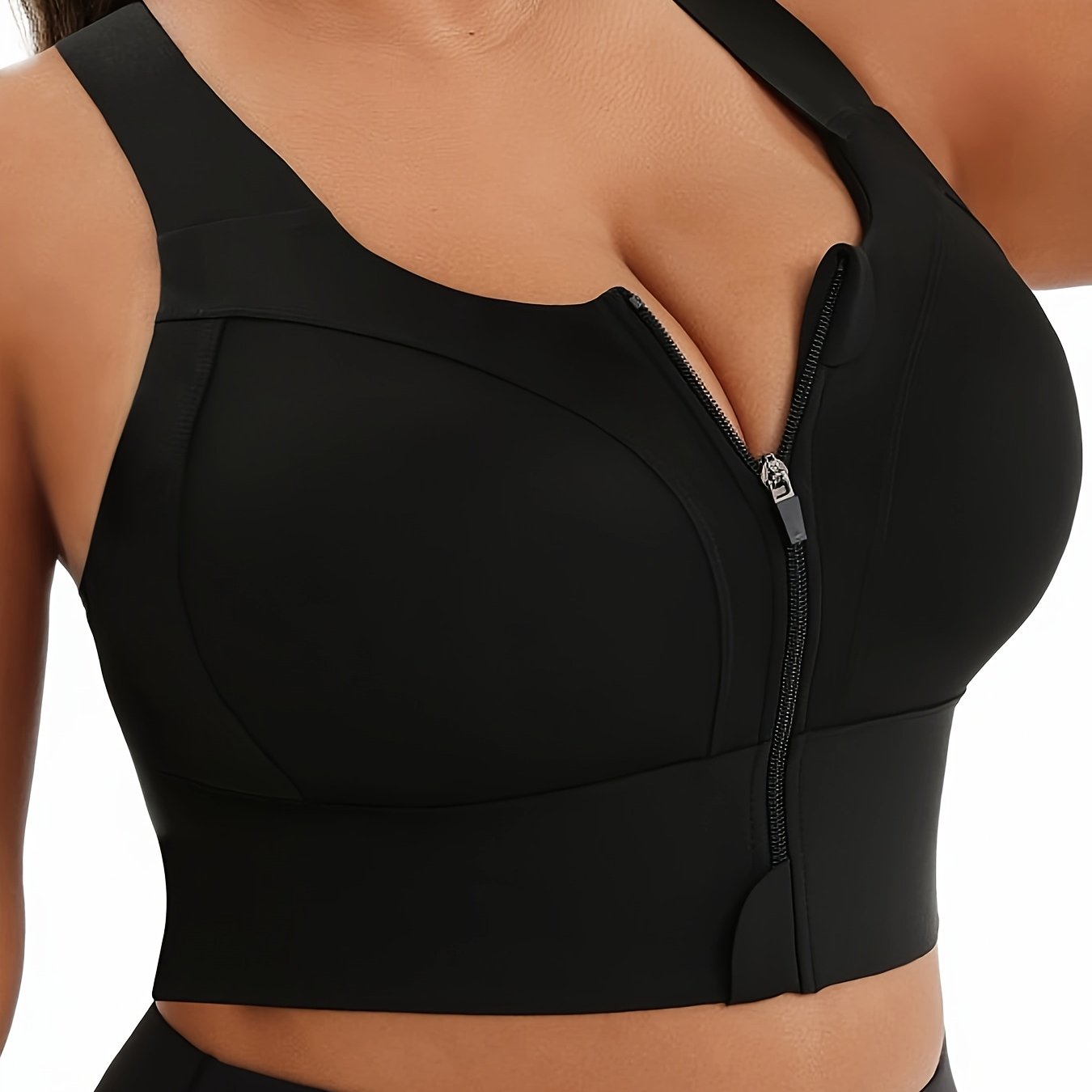 Women's Plus Size High Support Sports Bra for Yoga Running Black