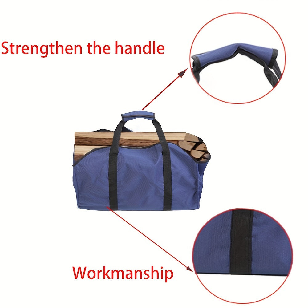 Firewood Bag with Strong Handles, Thick Oxford Fabric, Large Capacity for Fireplace Storage
