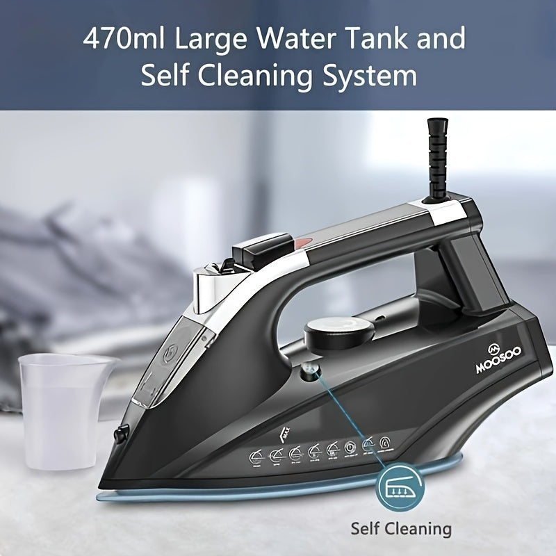 1800W Steam Iron with Ceramic Soleplate, Quick Heat, Auto-Off Safety, Adjustable Temperature