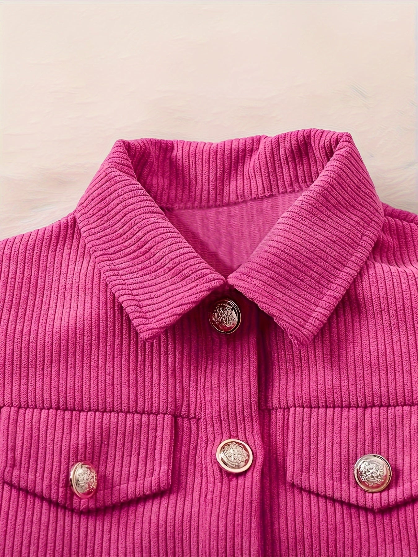 Girls Casual Outfit Set with Ribbed Corduroy Jacket Floral Cami Dress Belt for Spring Fall Outdoor Parties