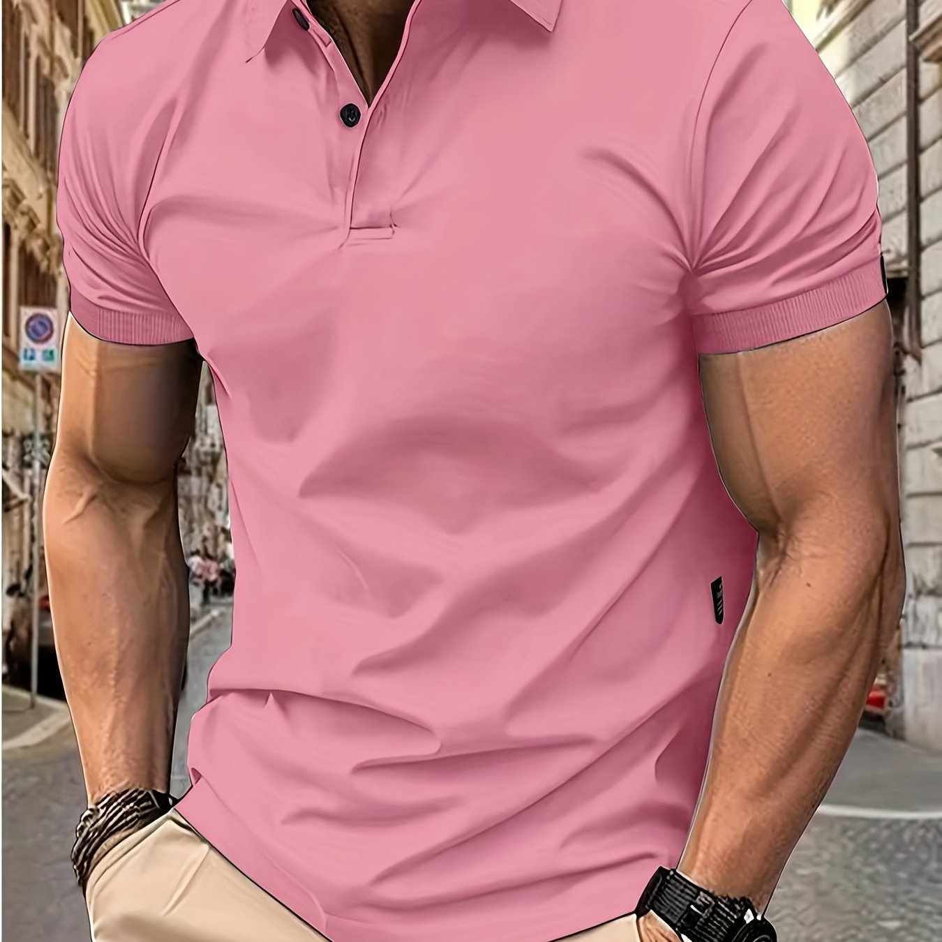 Men's Short Sleeve Solid Color Golf T-Shirt Summer Casual Business Leisure Polyester