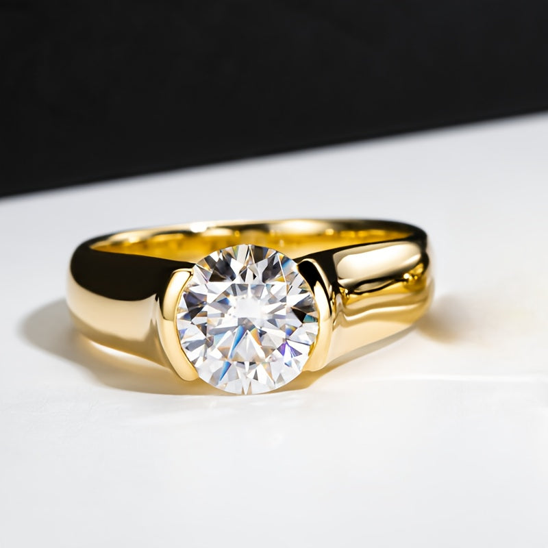 Unisex Moissanite Engagement Ring 2 Carat Sterling Silver Prong Set Wedding Jewelry