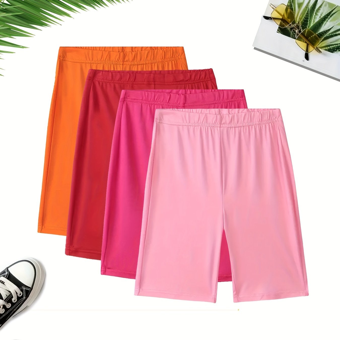 Women's Casual Sports Shorts Set Four Pieces Breathable Athletic Wear