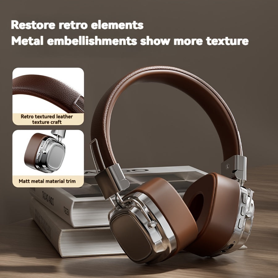 Vintage-Inspired Wireless Over-Ear Headphones with 5.3 Chip for Gaming and Music