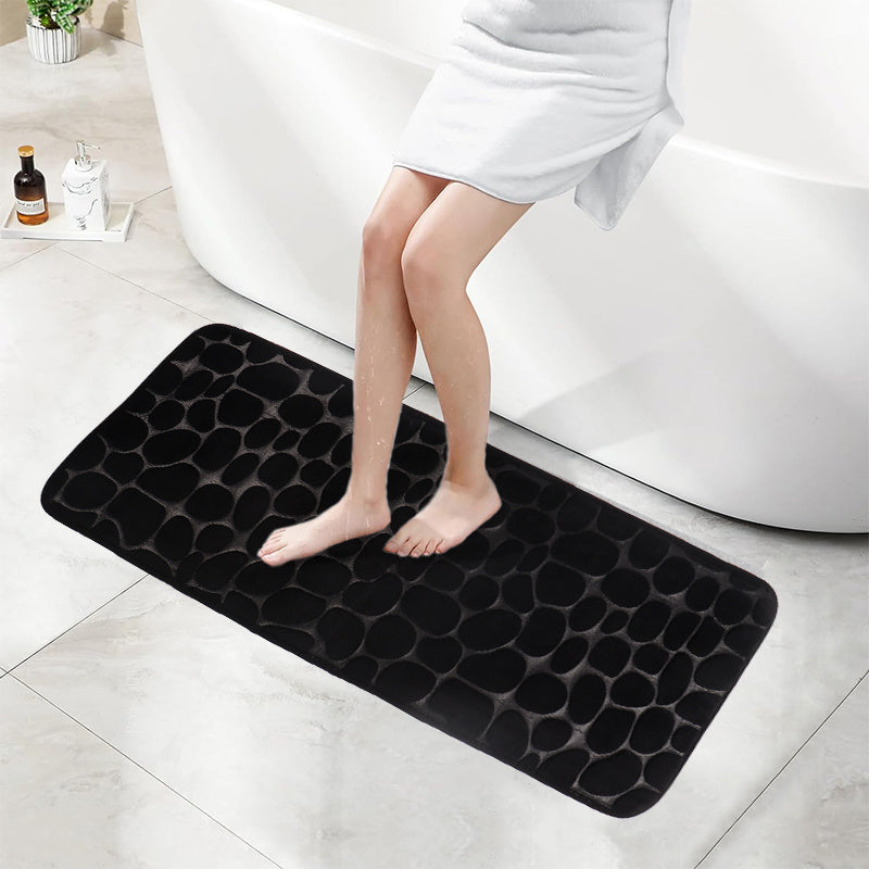 Cobblestone Pattern Memory Foam Bath Mat Non-Slip Absorbent Machine Washable