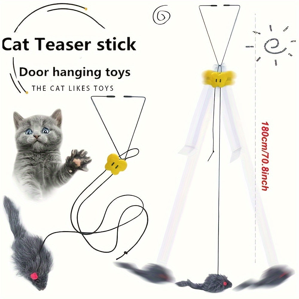 Adjustable Plush Cat Teaser Toy with Interactive Hanging Design for All Breeds