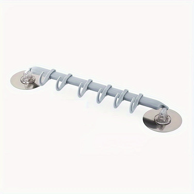 Art Deco Wall Mount Towel Rack with 6 Hooks and Adhesive Corner Shower Caddy