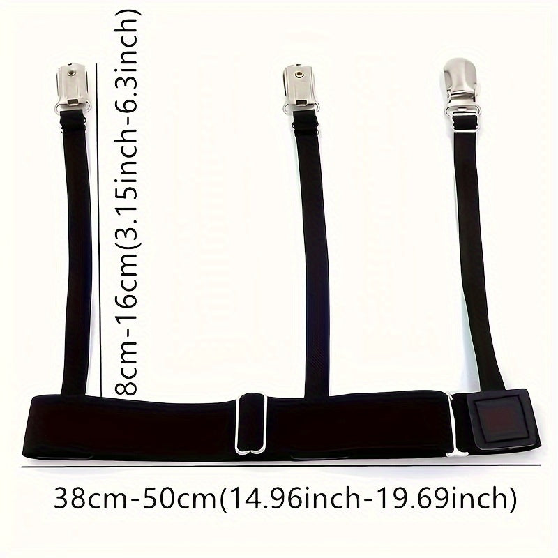Set of 2 Nylon Adjustable Shirt Stay Garters with Non-Slip Clips for Men and Women