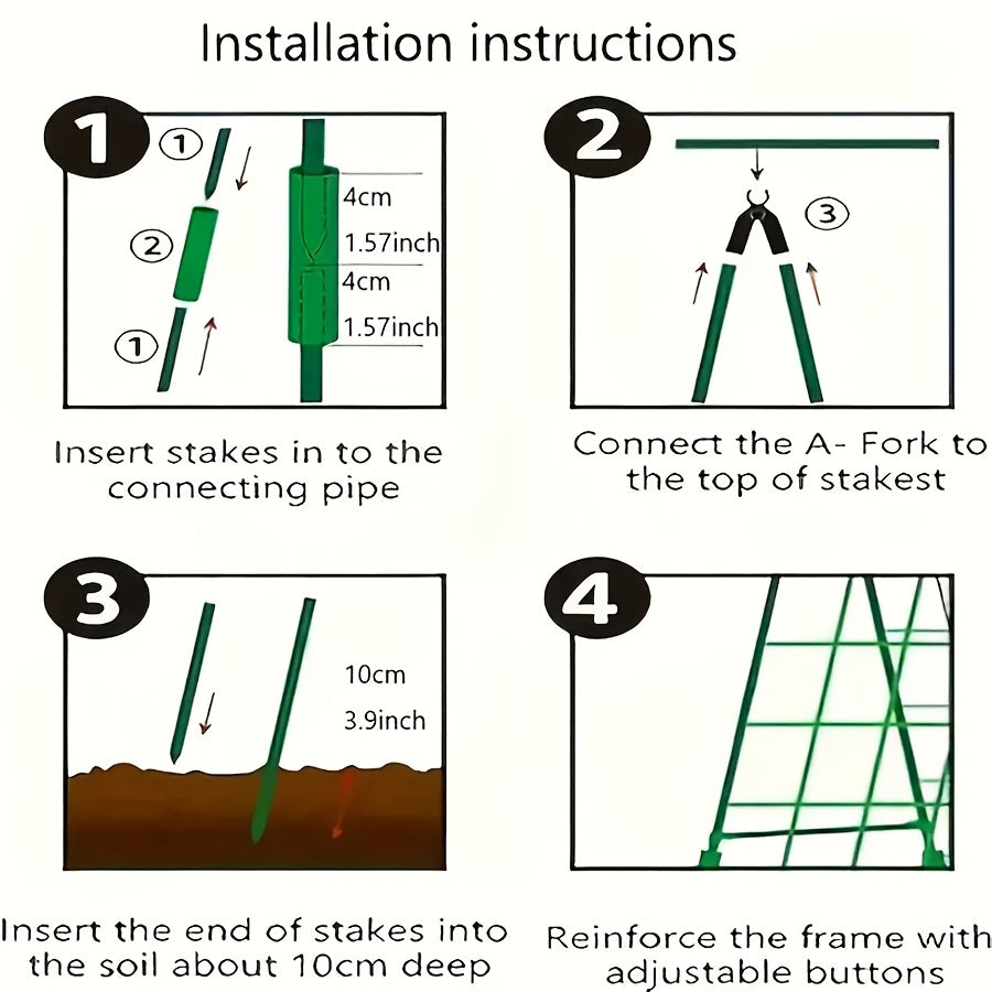 Набор из 27 опор для сада с металлическим сердечником, покрытым PET, для вьющихся растений, лоз и фруктов