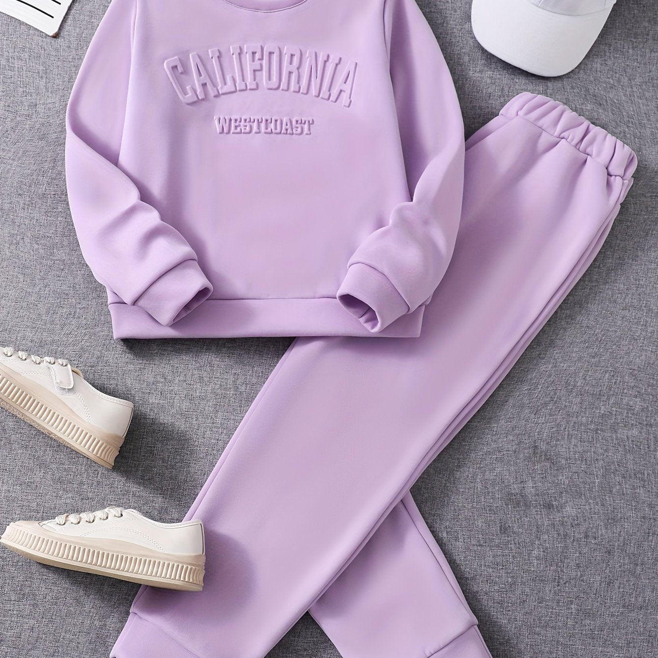 Yoz va kuzda tashqi kiyim uchun qizlar uchun CALIFORNIA WESTCOAST print dizaynidagi ikki dona kiyim, sovg'a sifatida ajoyib.