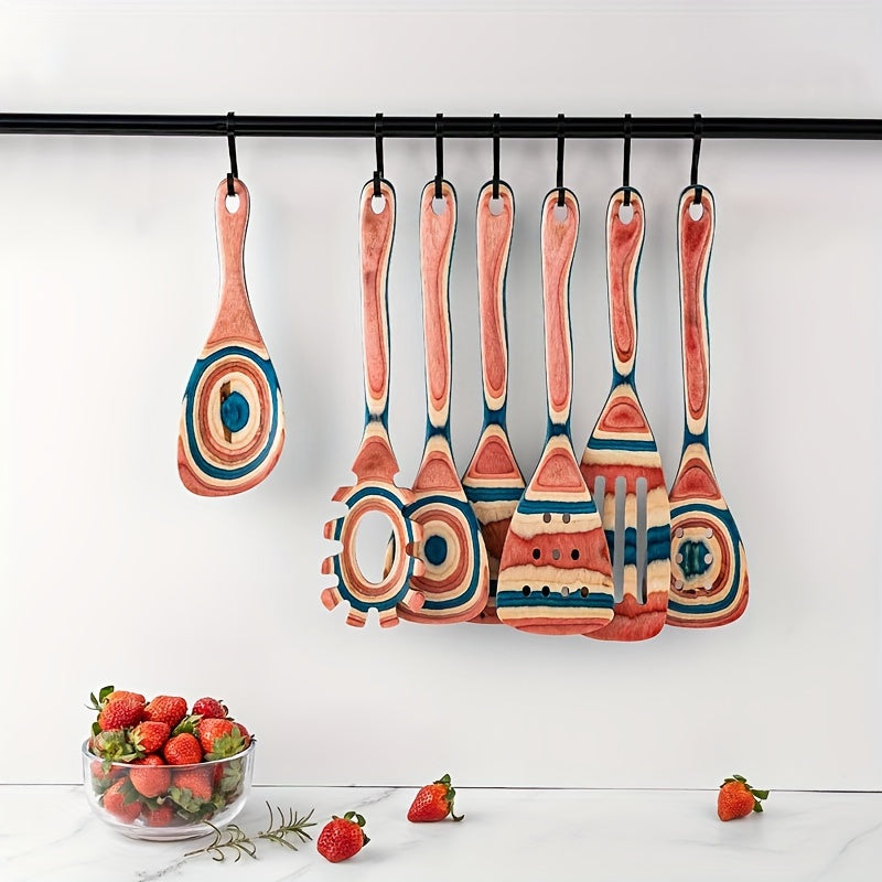 Wooden Kitchen Utensil Set 7-Piece Heat-Resistant Non-Stick Cooking Tools