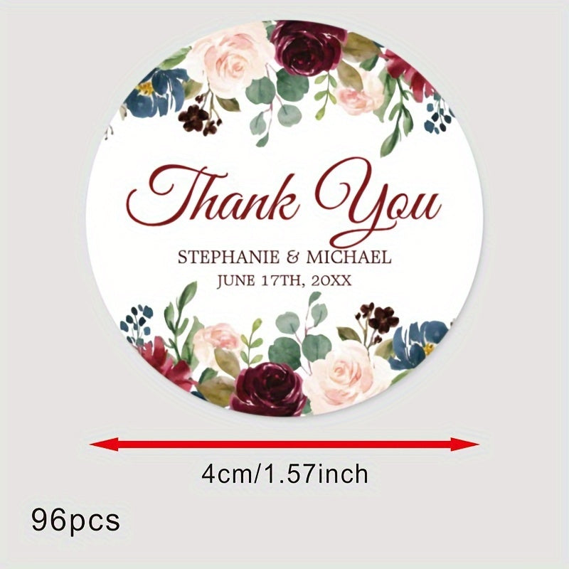 Personalized Bridal Shower Labels Custom Thank You Stickers Name and Date Recyclable Matte Finish