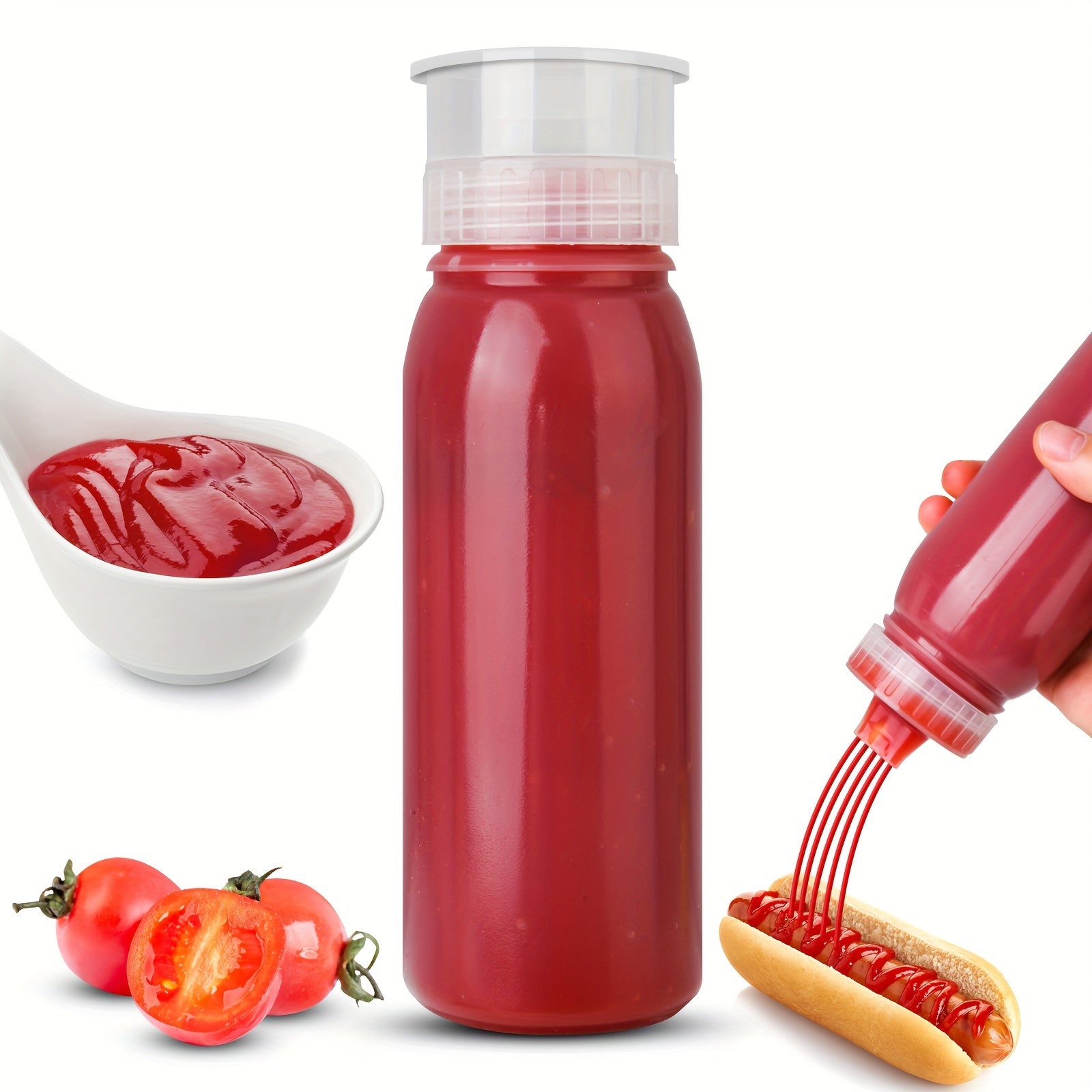 Plastic Condiment Squeeze Bottles Set for Sauces and Salad Dressings, 3-Pack