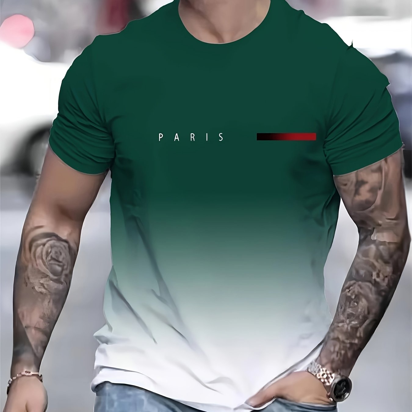 Erkaklar uchun 3D bosilgan sport futbolkasi, gradient rangda, 100% polyesterdan tayyorlangan, yumshoq bo'yinli, oddiy kesim va yozgi to'qima mato. Tasodifiy sport kiyimlari uchun mukammal, silliq tuzilishga ega va