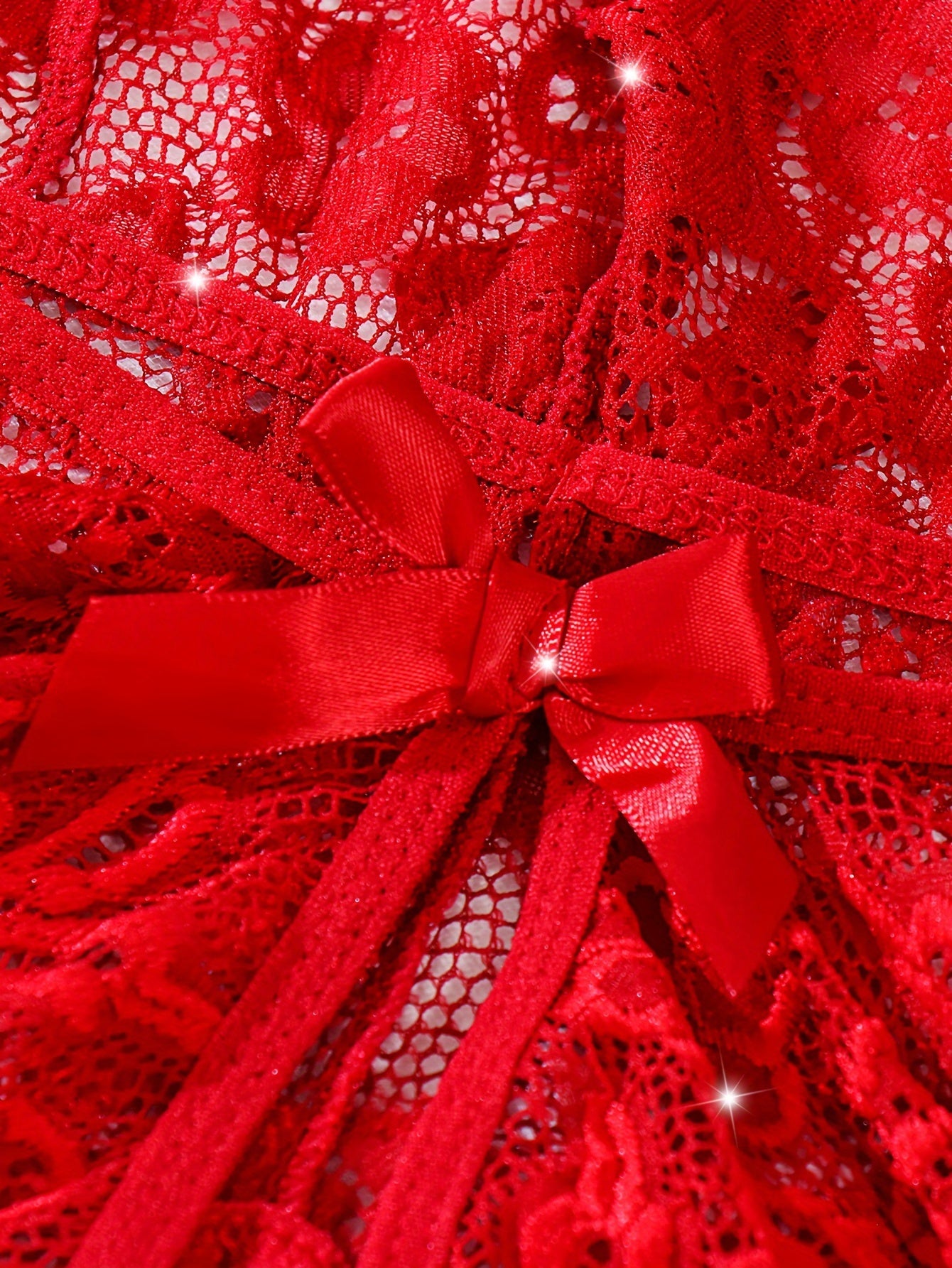 Women's Lace Bodysuit with Open Flaps and Deep V-Neck Backless Lingerie