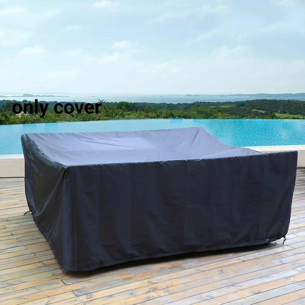 Heavy Duty Black Outdoor Table Cover 210D Oxford Fabric Waterproof Patio Furniture Protector