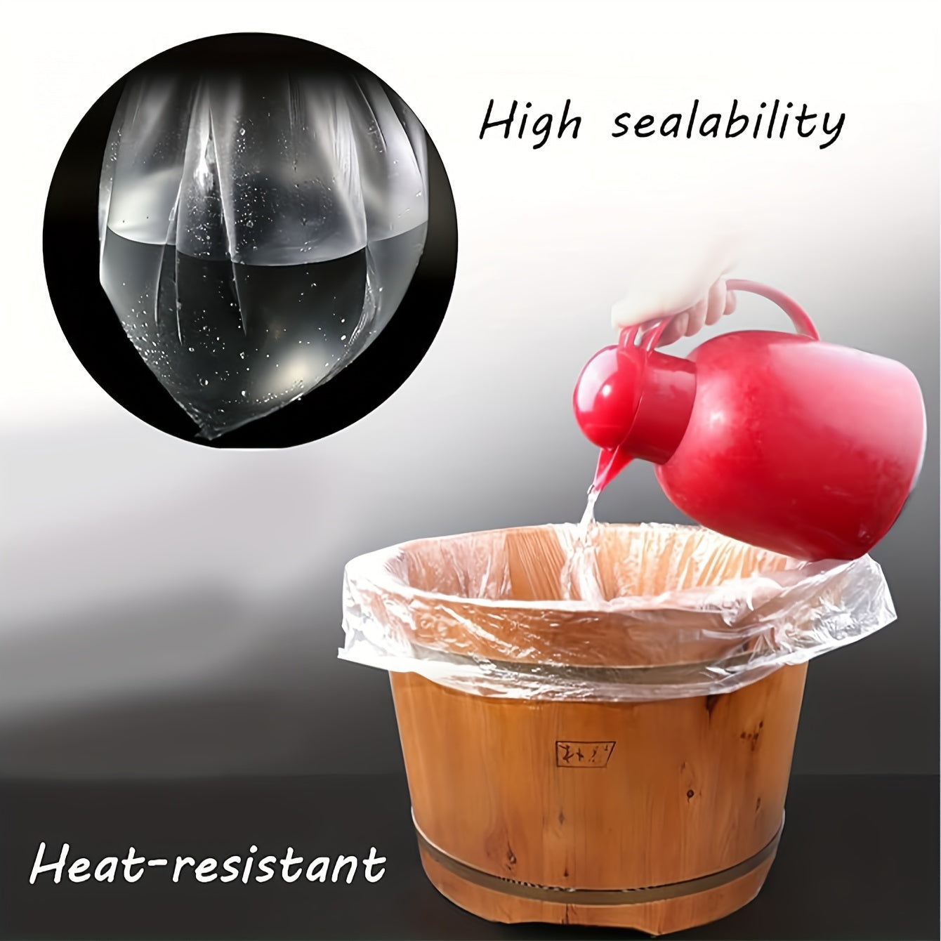 80-Pack Transparent Plastic Foot Spa Liners for Home Salon Hotel Use