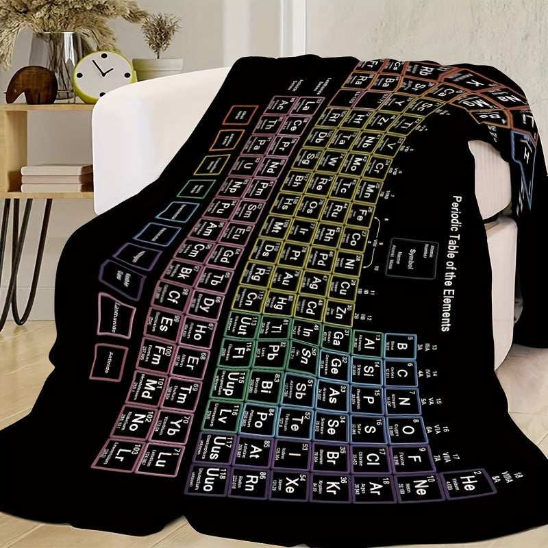 Colorful Chemistry Periodic Table Fleece Blanket for Students and Teachers