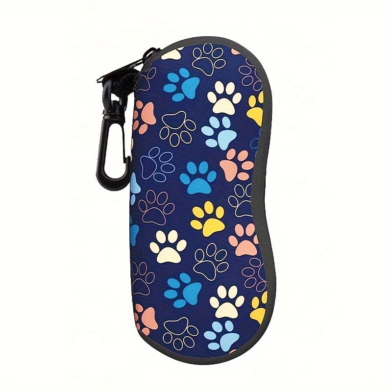 Mustahkam Neoprene Ko'zoynak Qutisi Itning Poyasi Izlari Dizayni - Sayohat va Sport uchun Ideal - Erkaklar va Ayollar uchun Mos