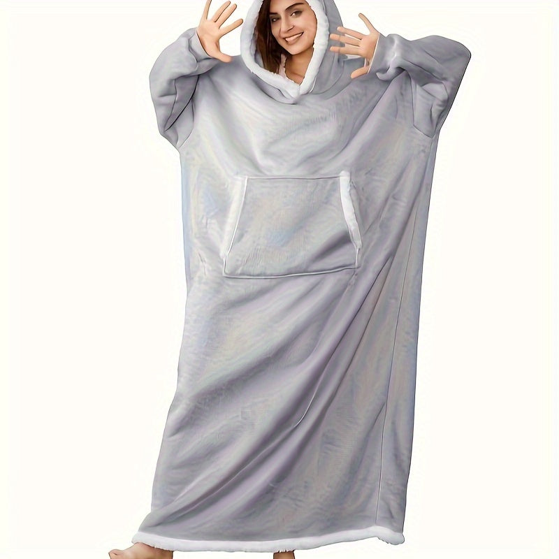Women's Wearable Blanket Hoodie with Sherpa Fleece, Large Pockets and Hood