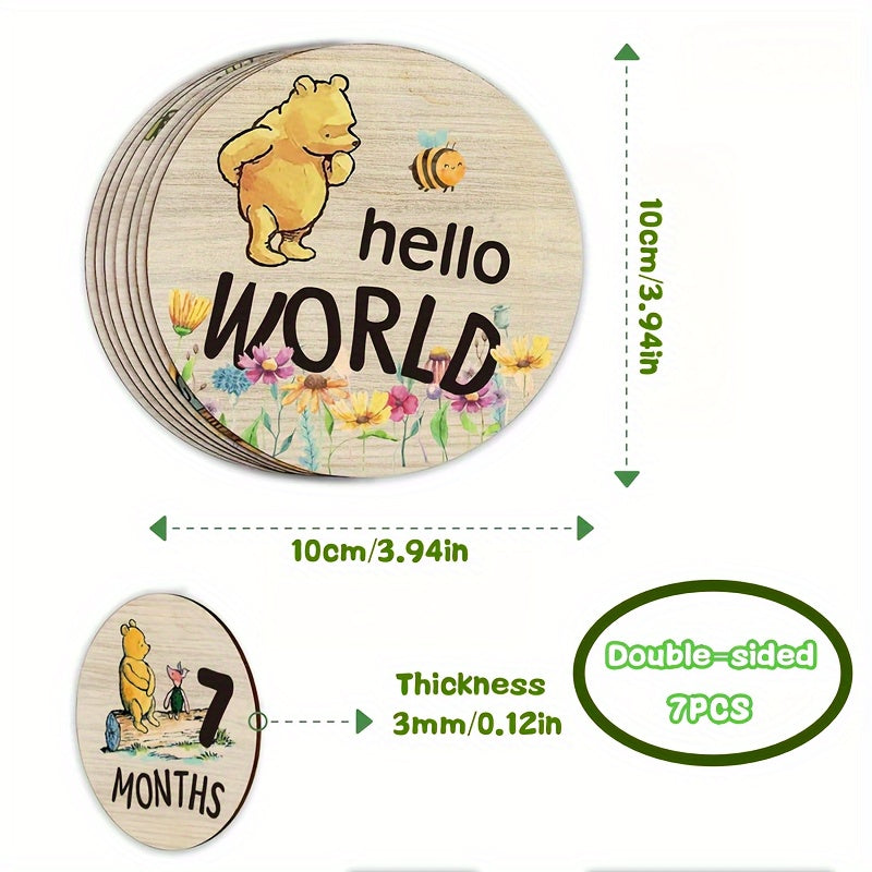 7 Pieces Baby Milestone Cards 1-12 Months Double-Sided Photography Growth Props