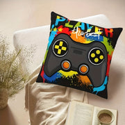 Reversible Gaming Throw Pillow Cover 44x44cm for Game Room Couch Decor