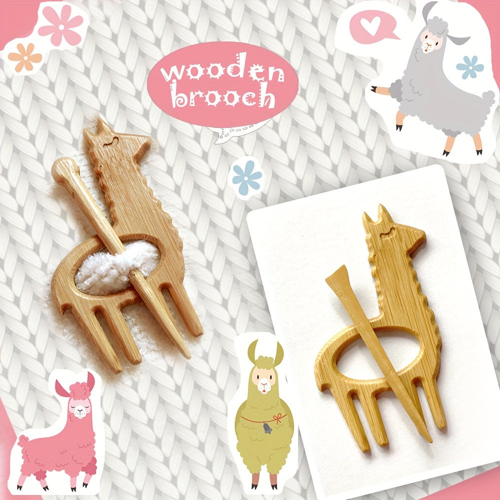 Wooden Animal Brooch Set of 3 or 5, Cute Animal Pattern Sweater Clips