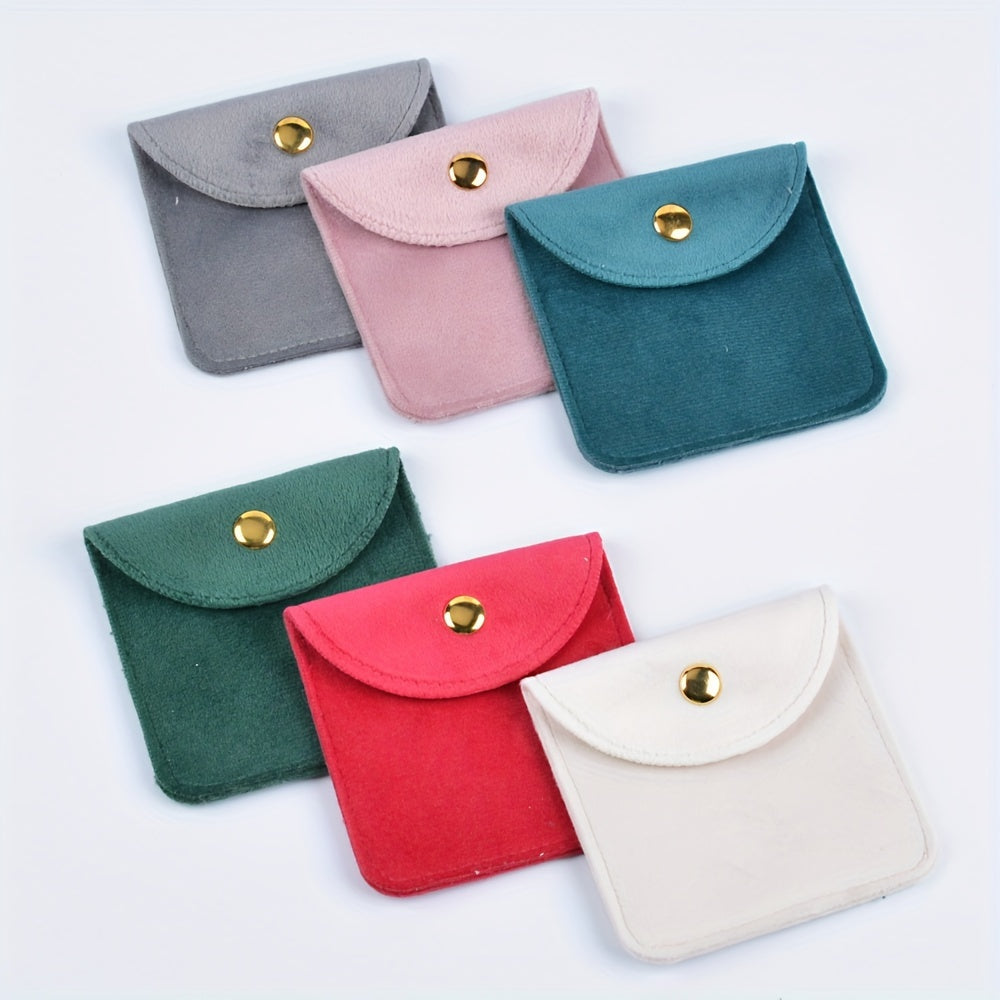 Set of 6 Velvet Jewelry Pouches with Suede Drawstring Bags for Watches Rings Earrings and Accessories