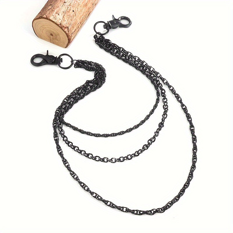 Cadena de billetera punk de múltiples capas para hombre con llavero y cadena de pantalón de aleación