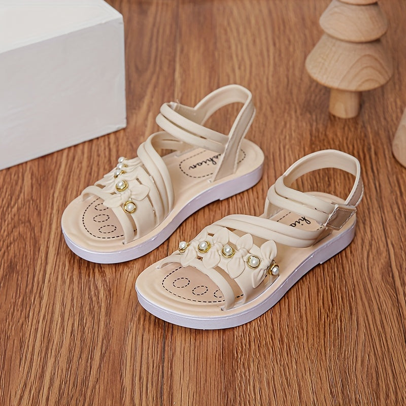 Girls' Summer Sandals Toddler to Kids Breathable Lightweight Beach Shoes with Hook and Loop Closure