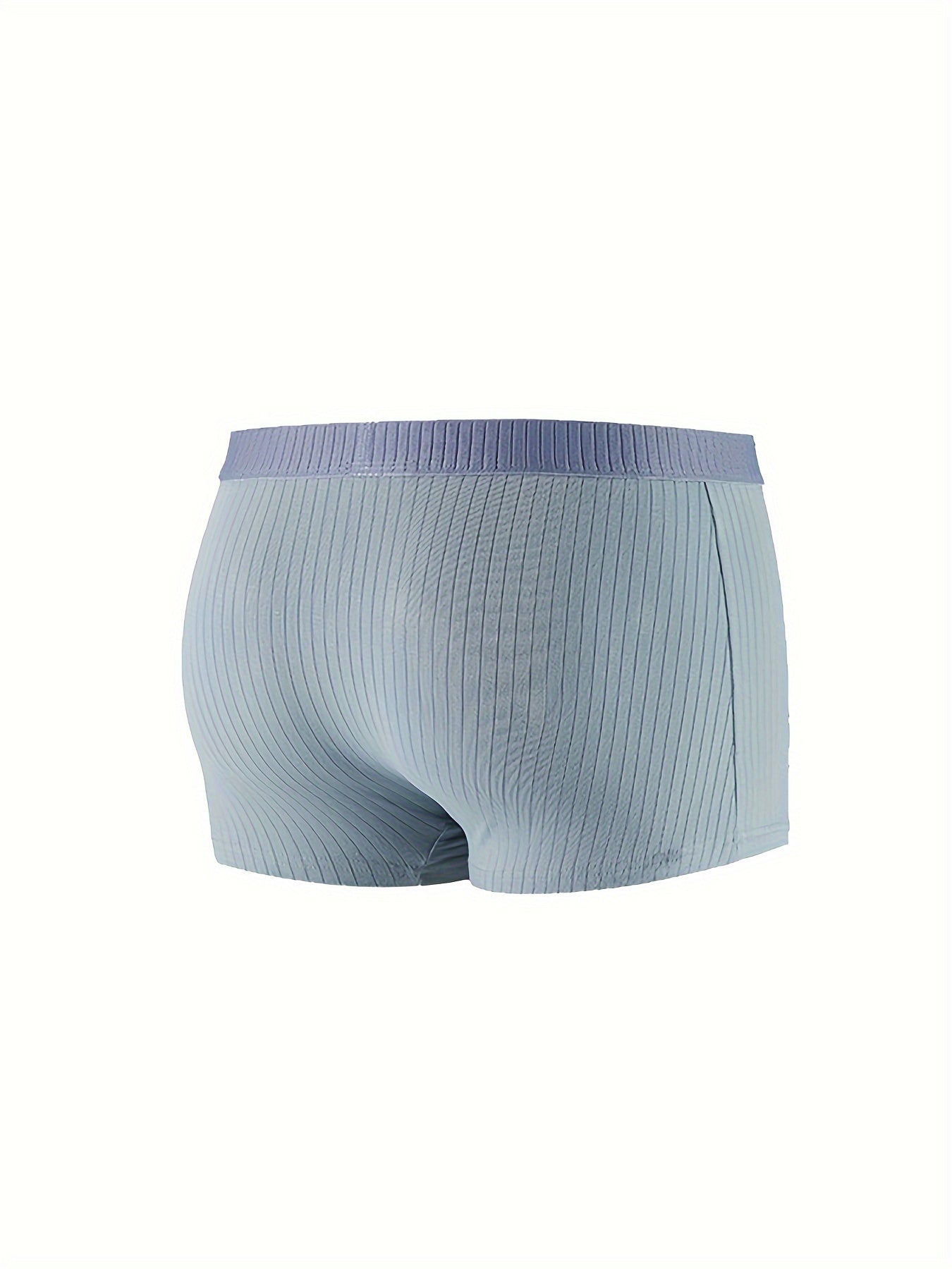 Men's Cotton Boxer Briefs with Colorblock Waistband Soft Breathable Casual Solid Colors