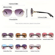 Women Rimless Chic Fox Head Sunglasses Gradient Lenses Metal Frame for Driving Outdoor
