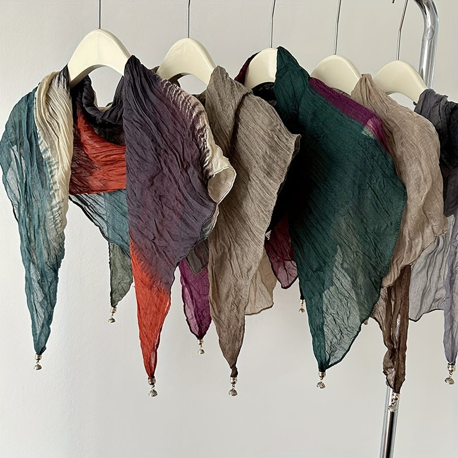 Women's Windproof Magnetic Scarf with Color Block Design and Pleated Shawl Style