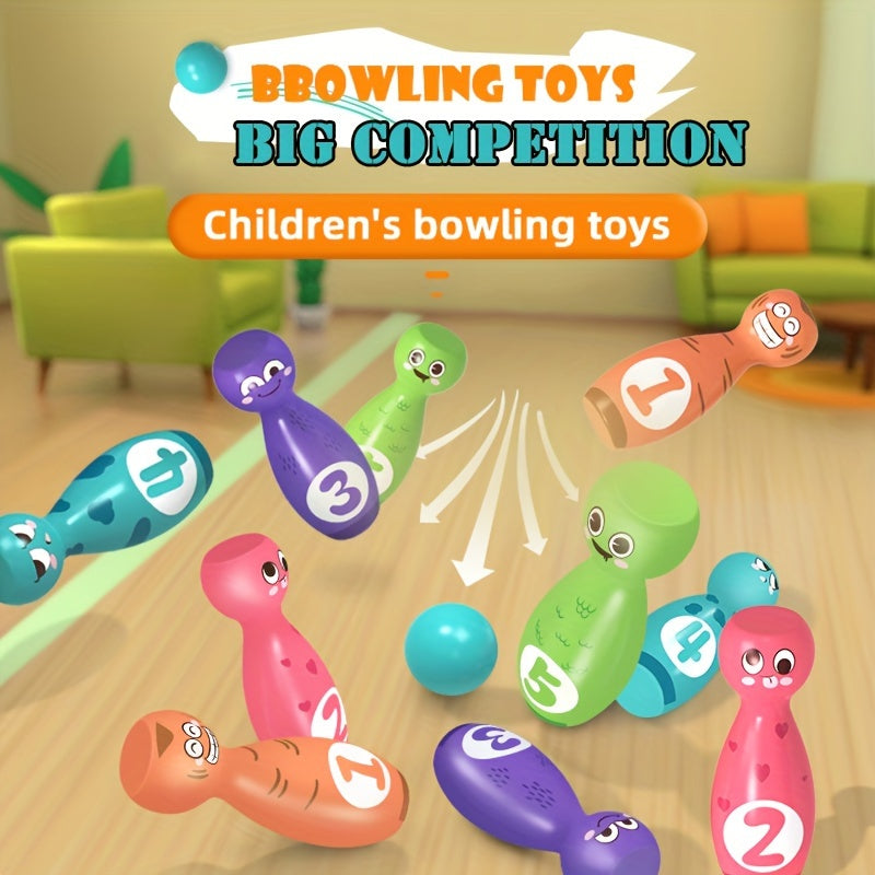 Toy Bowling Set for Kids 3+ with 10 Pins and 2 Balls Indoor Outdoor Play