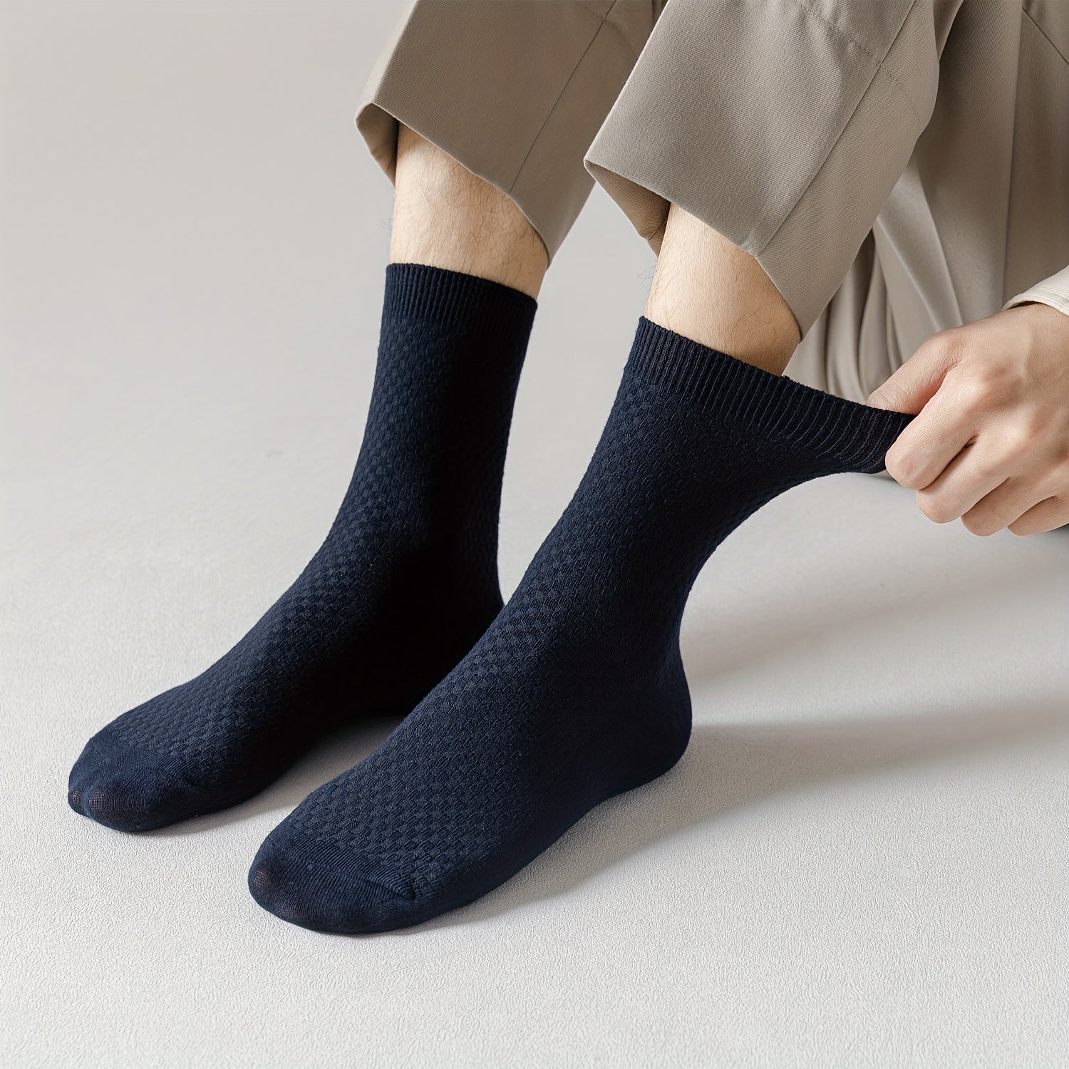 Мужские носки из бамбукового волокна с круглым вырезом, антибактериальные, впитывают пот, дышащие, эластичные, для всех сезонов