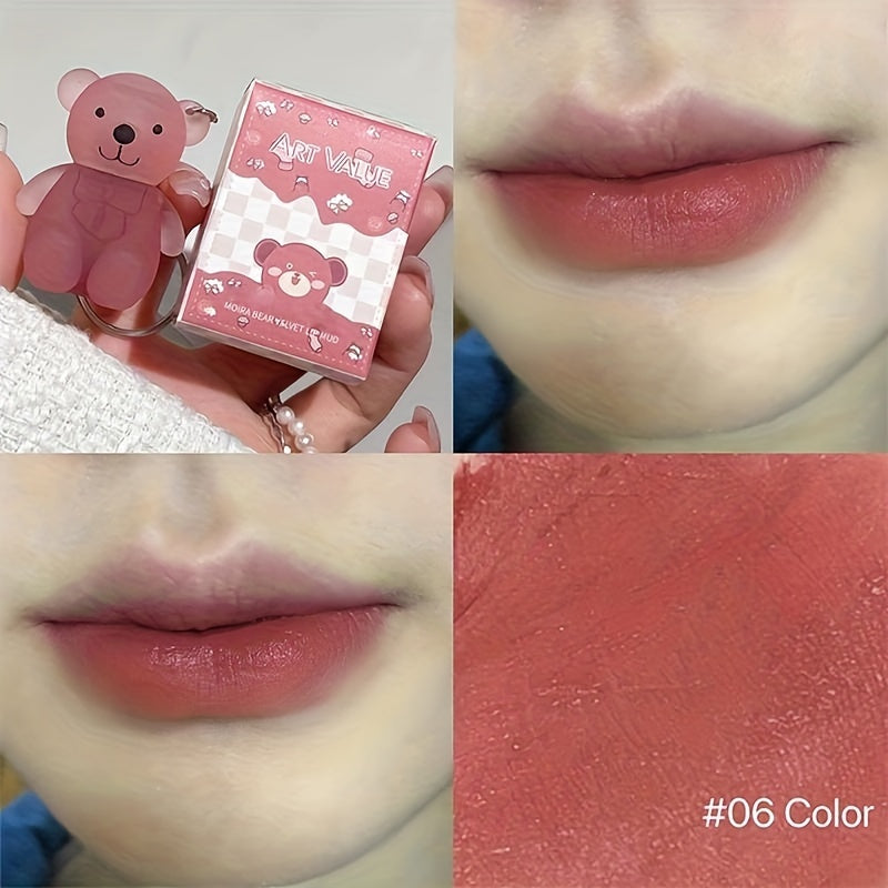 Six-Color Bear Lip Gloss for Couples and Girlfriends Moisturizing Matte Waterproof Long-Lasting