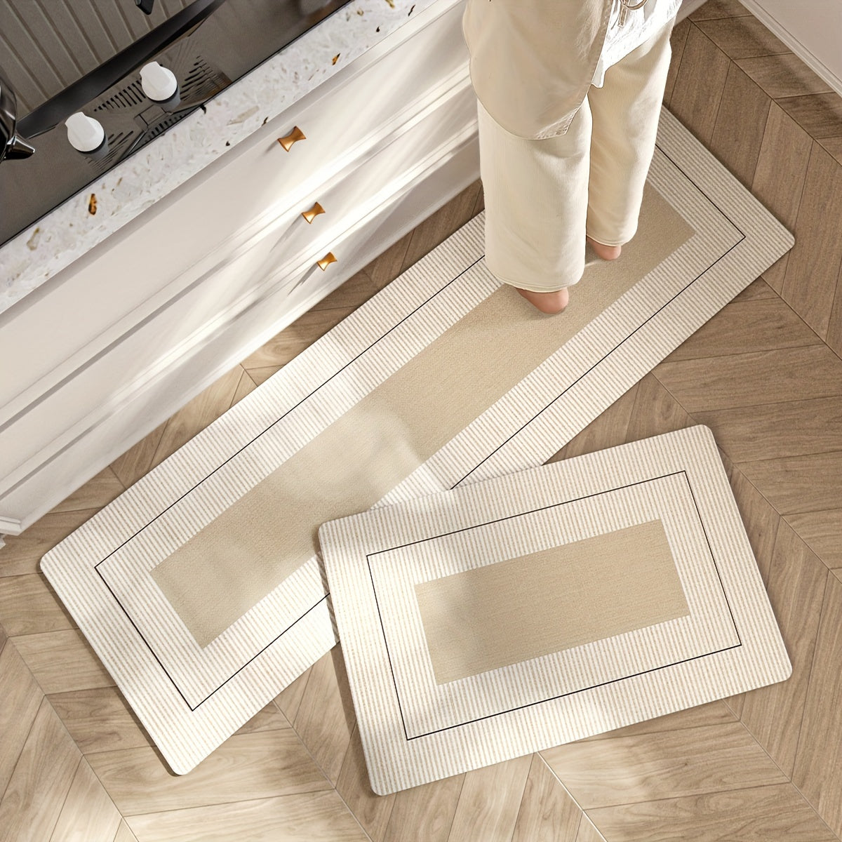 Non-Slip Stain-Resistant Polyester Kitchen Rug Absorbent Easy to Clean