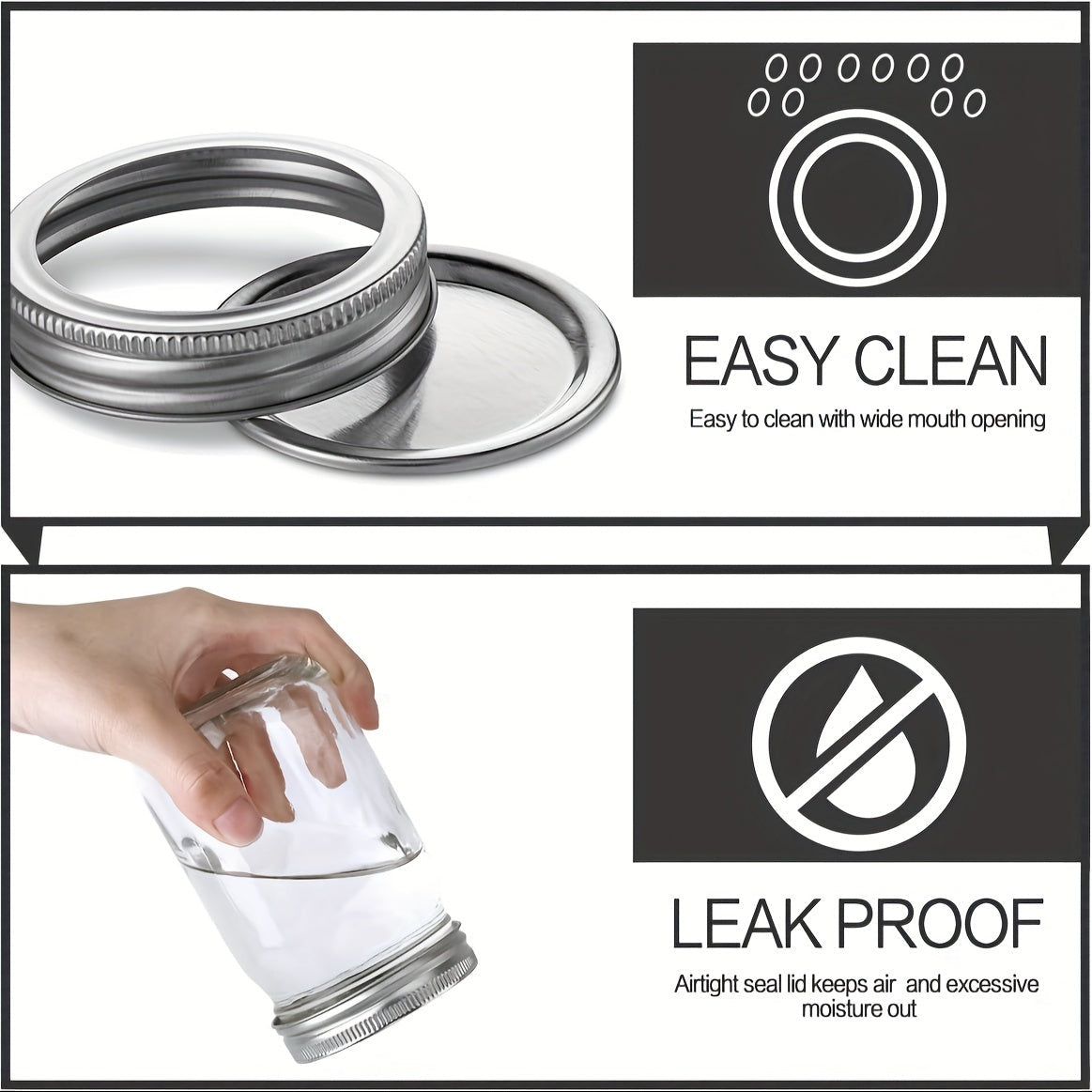 Set of 1/4/8 Clear Glass Mason Jars with Regular Lids for Canning Fermenting and Food Storage