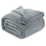Grey Flannel Fleece Throw Blanket Microfiber Anti-Static for Bed Couch Travel