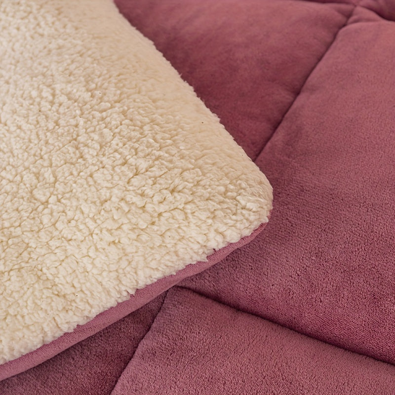 Edredón reversible estilo cabaña de terciopelo con leche y manta de sherpa